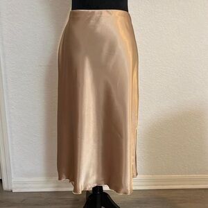 90s Y2K Nicole Miller Satin Slip Skirt Small Midi Brown Fairy Grunge Indie USA